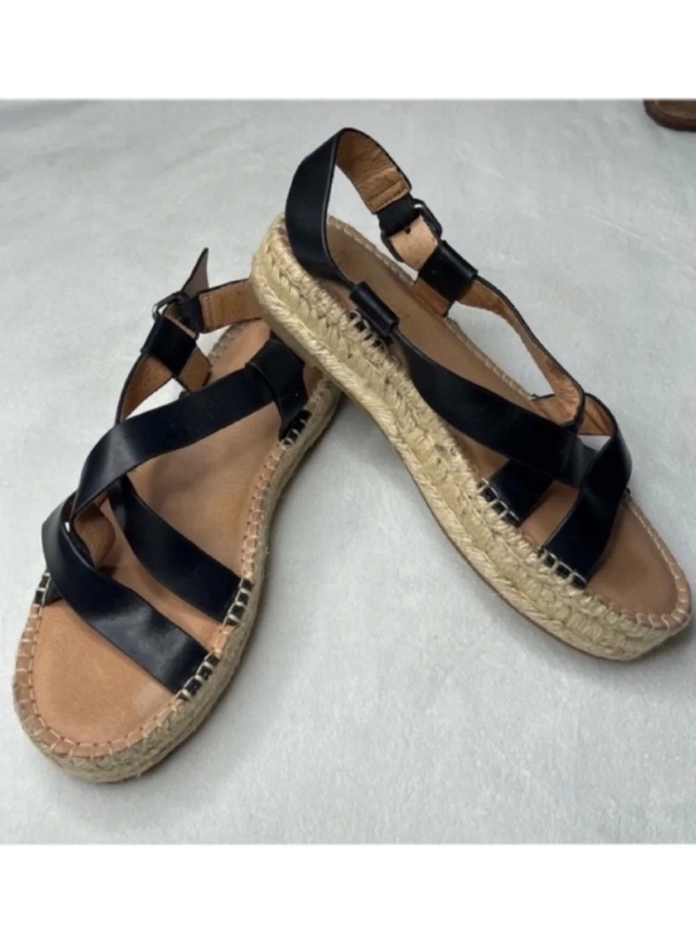 Madewell Malia Black Espadrille Platform Sandals Size 8.5